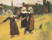 Paul Gauguin Dansje van drie Bretonse meires (mk07) painting